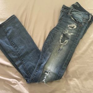 🦅 X-Long American Eagle Kick Boot Distressed Jean